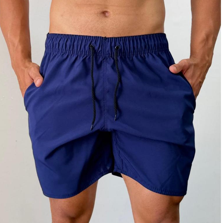 Short Tactel com Elastano Masculino Liso Bermuda para Academia Esporte Casual 3 bolsos