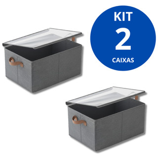 Caixa Organizadora Com Tampa E Sem Tampa 47x28x20 Dobrável Resistente Multiuso Roupas Sapateira