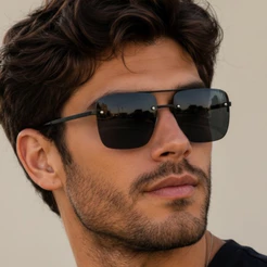 OCULOS DE SOL SEM ARO AVIADOR QUADRADO LENTE UV400