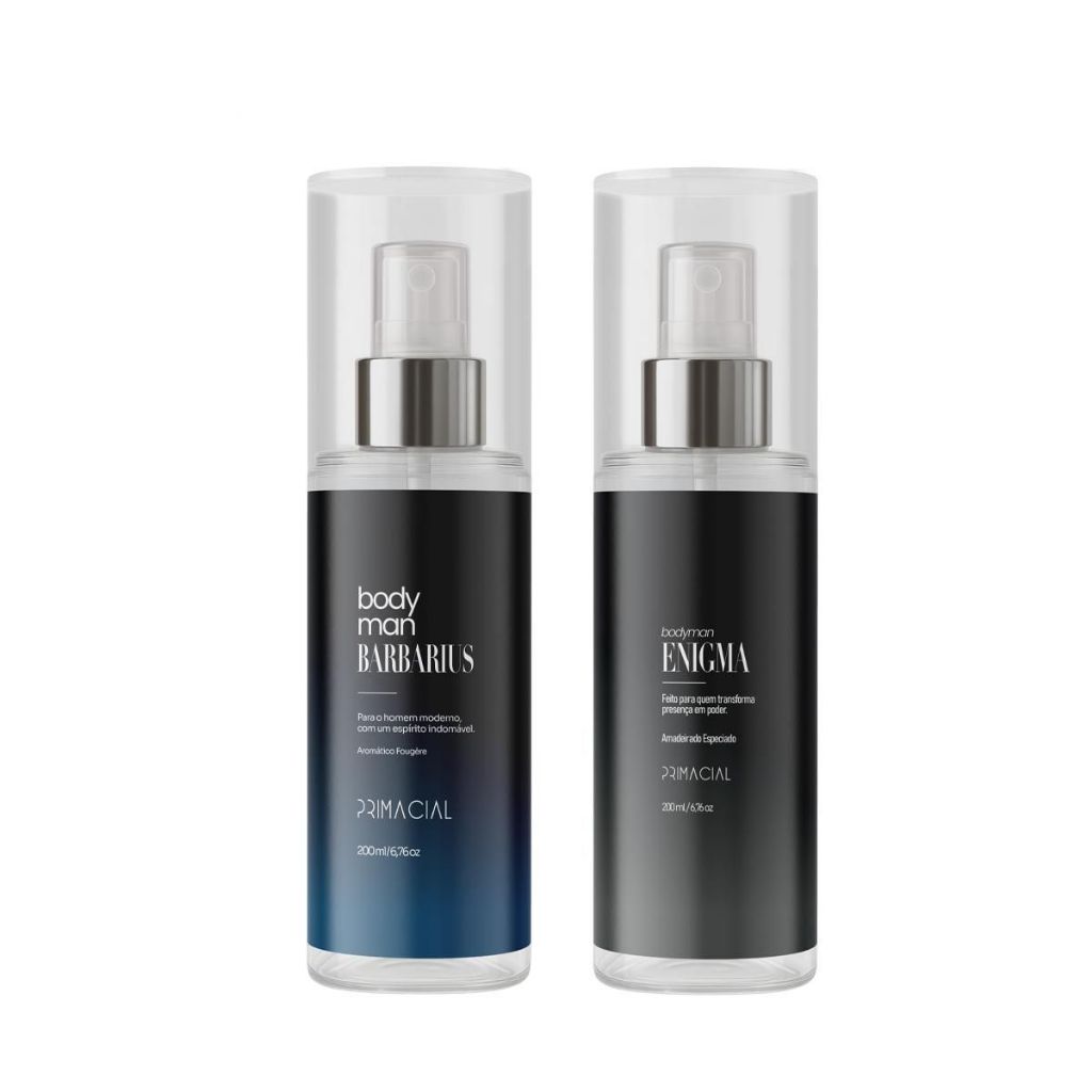 KIT BODY SPLASH MASCULINO BARBARIUS E ENIGMA 200ML BY PRIMACIAL