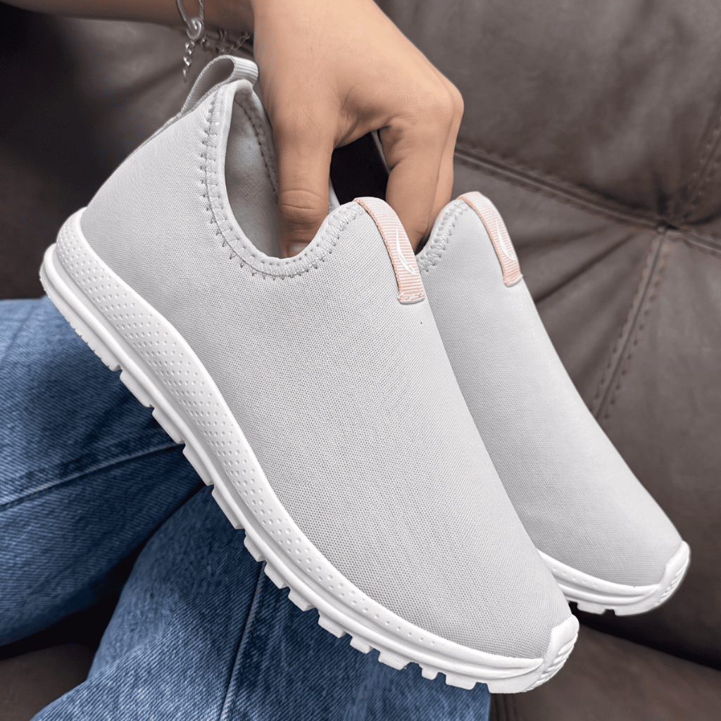 Tênis Feminino Slip On Sem Cadarço Meia Leve Flexível Confortável Casual Caminhada