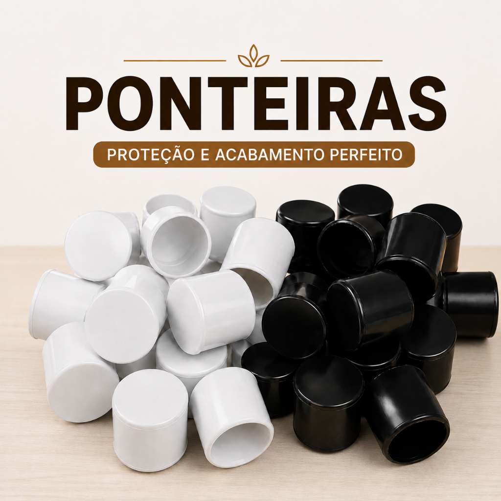16pçs Ponteira Protetora Pé De Cadeira e Mesa Tubular Externa em PVC Kit para 4 cadeiras