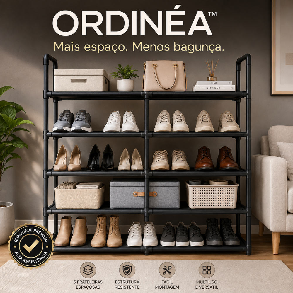 Estante Organizadora Multiuso ORDINÉA™ 5 Prateleiras Sapateira para Quarto Sala Banheiro Cozinha