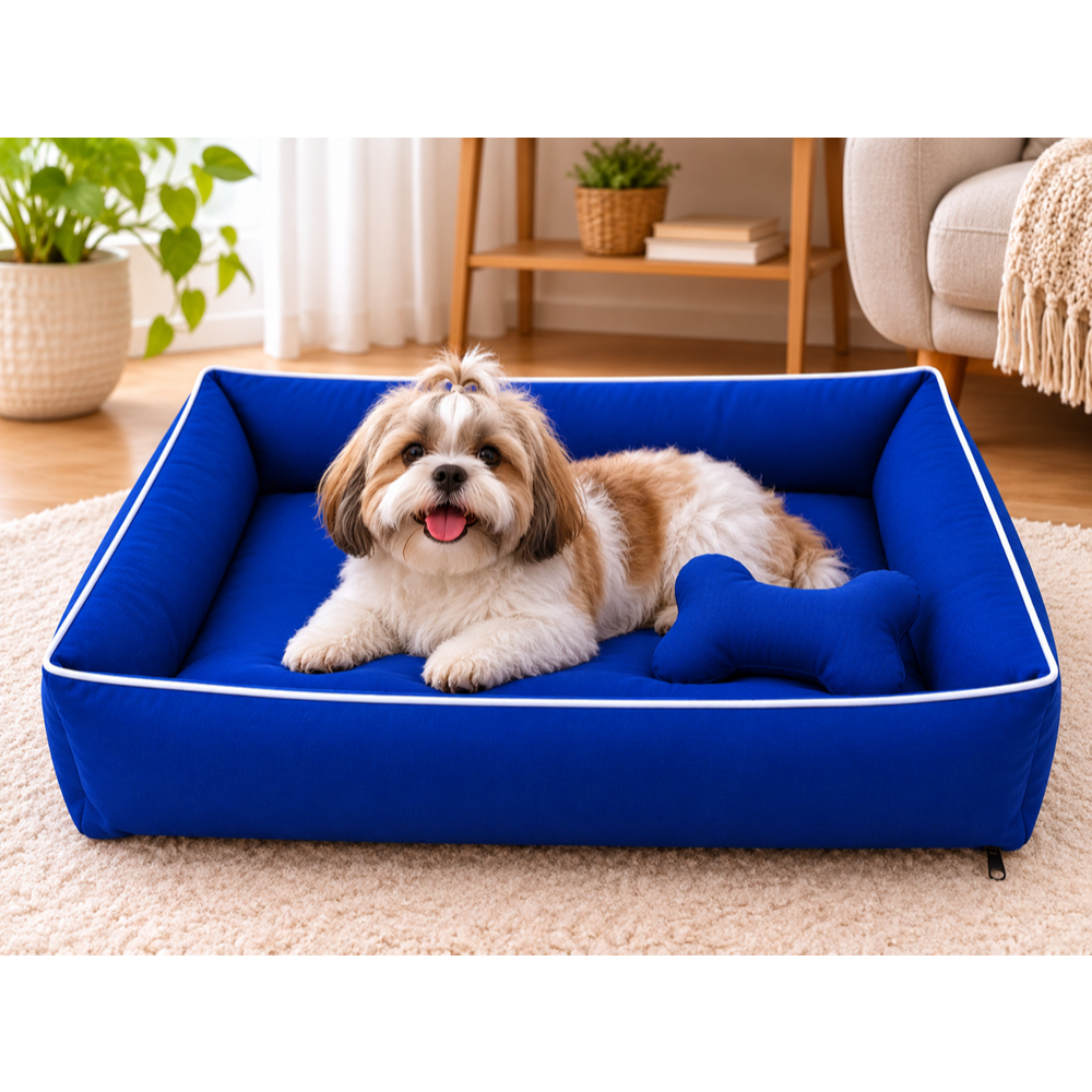 Cama Pet Lavável 60x50 com Zíper Removível para Cachorro e Gato – Aconchego e Conforto