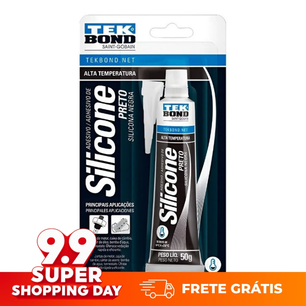 Cola de Silicone Preta Tekbond 50g Selante Multiuso Automotivo e Construção