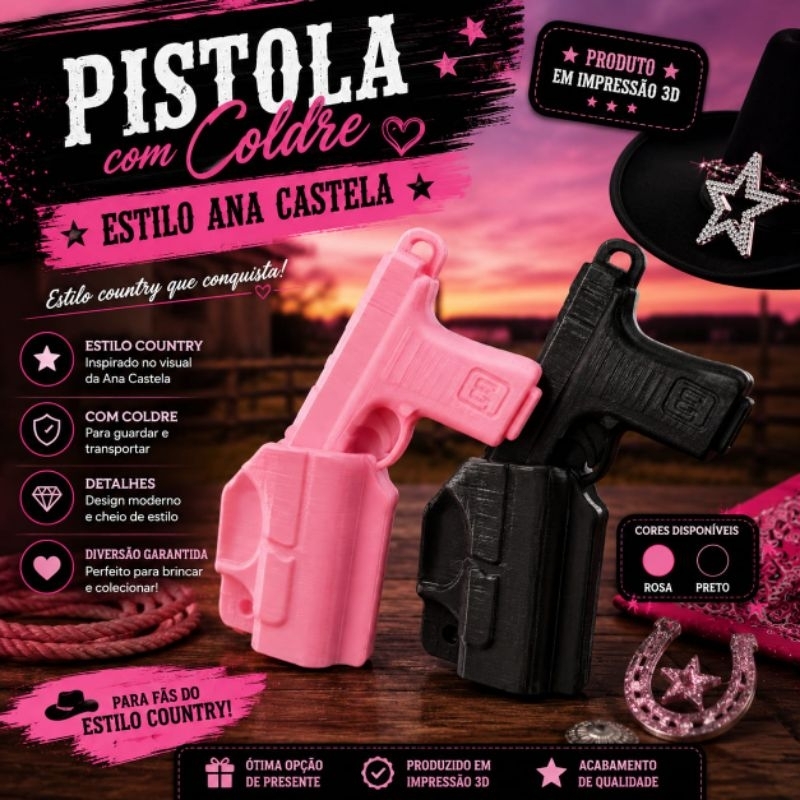 Arminha peteco peteco com Coldre Barretos Country Fantasia Brinquedo 3D