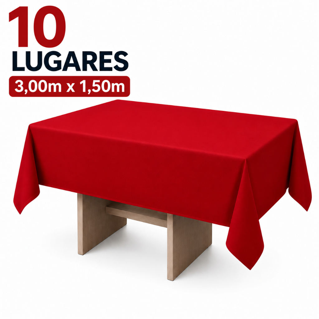 Toalha de Mesa 10 Lugares 3,00x1,50m Oxford Premium Lisa – Fácil Limpeza