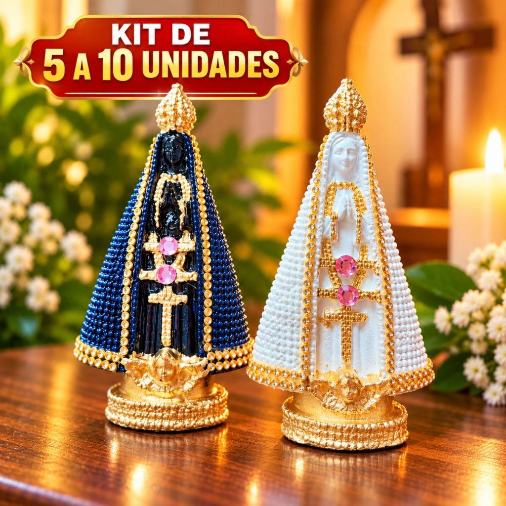 Kit 5 A 10 Nossa Senhora Aparecida 15cm Azul e Branca Lembracinha Para Batizado e Casamento