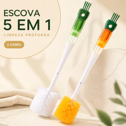 Escova 5 em 1 para Limpeza de Garrafas Copos e Mamadeiras Cabo Longo Pendurável Limpeza Completa Sem Cantos