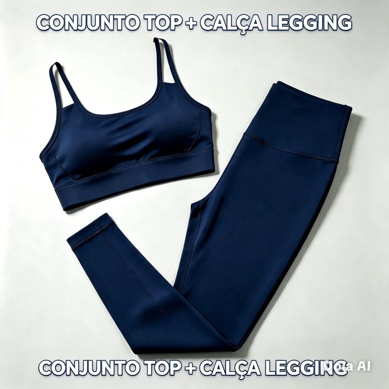 conjunto de calça legging +top alcinha fitness feminino Academia zero transparência