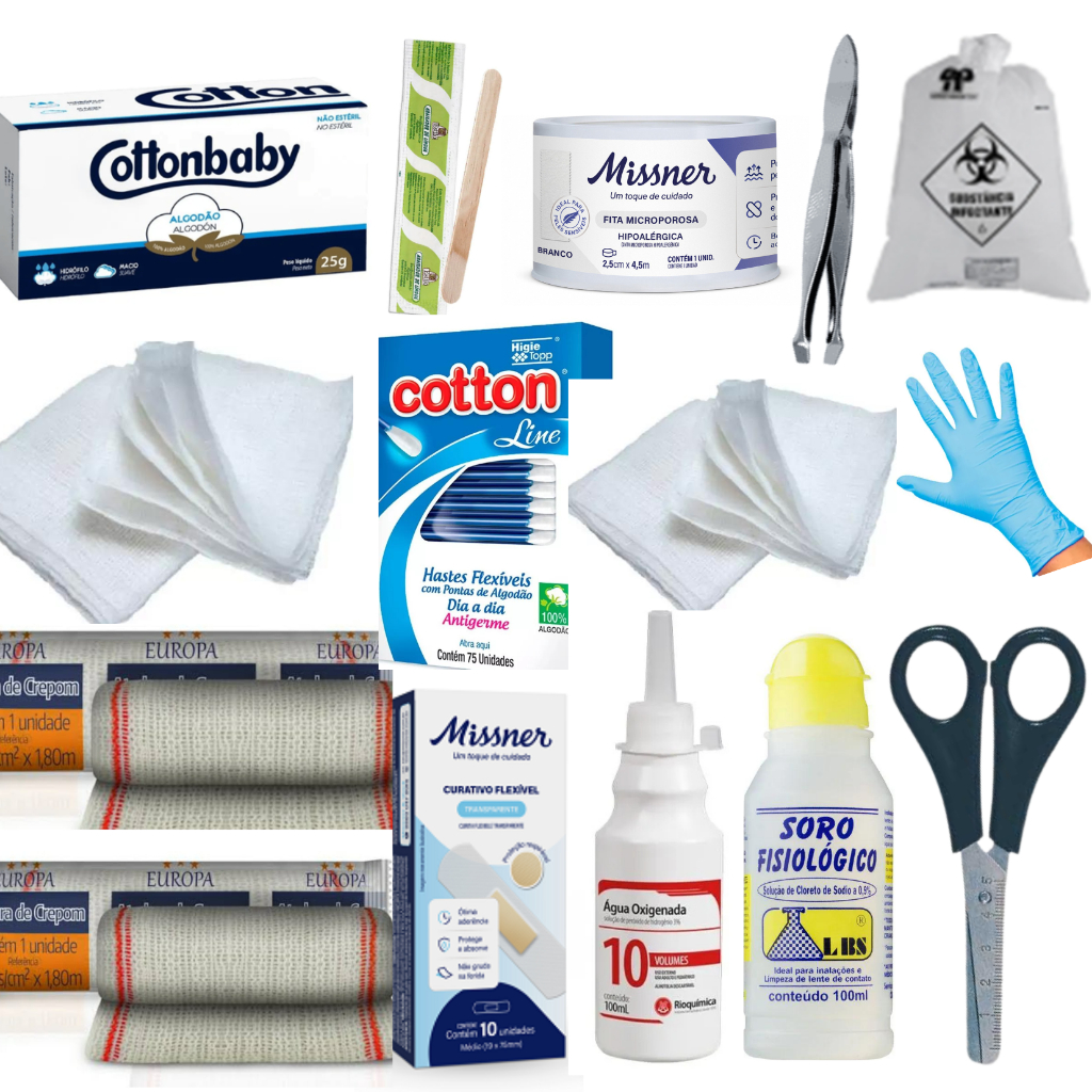 Kit Primeiros Socorros Básico Sem Bolsa Carro Viagem Casa Pequeno Portátil