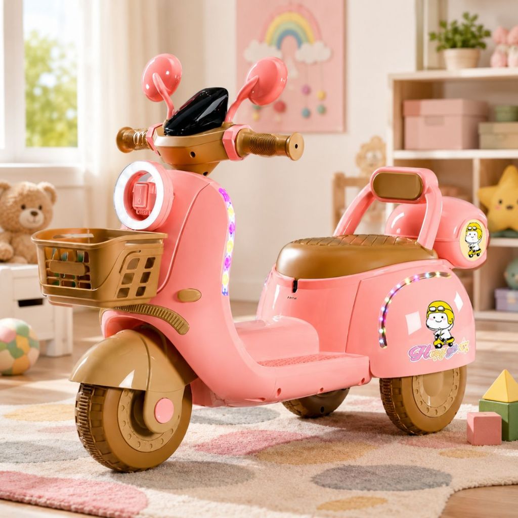 Moto Scooter Elétrica Infantil Lambreta 6V Retrô Com Luz e Som