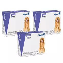 VermiCanis Plus Vermífugo World para Cães de 30Kg - 2 Comprimidos