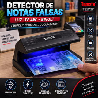 Detector de Notas Falsas UV 4W Bivolt 110/220V Identificador de Cédulas Dinheiro e Documentos Luz Negra