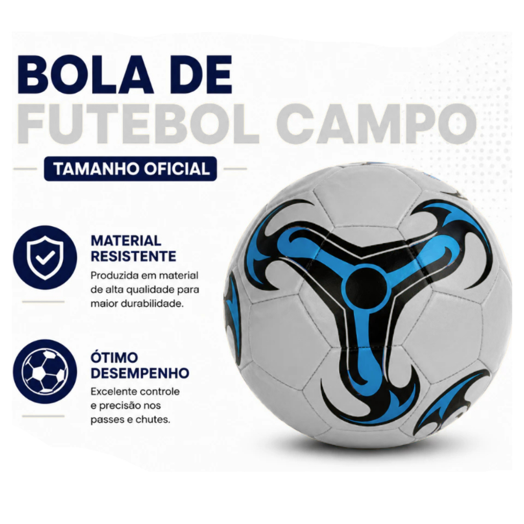 Bola Couro Sintetico Bomba De Futebol Futsal Campo Nº 5 Costurada Cores Variadas Treino e Jogo Oficial Quadra Menino