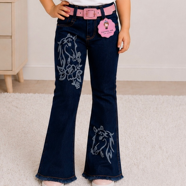 Calça jeans infantil Flare cowtry boiadeira boiaderinha premium cavalo