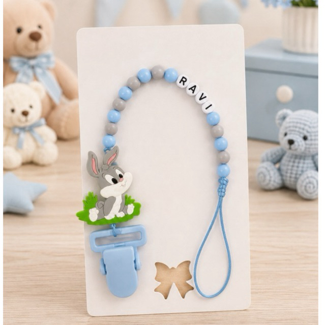 Prendedor de chupeta personalizado com nome e personagem infantil baby Looney Tunes
