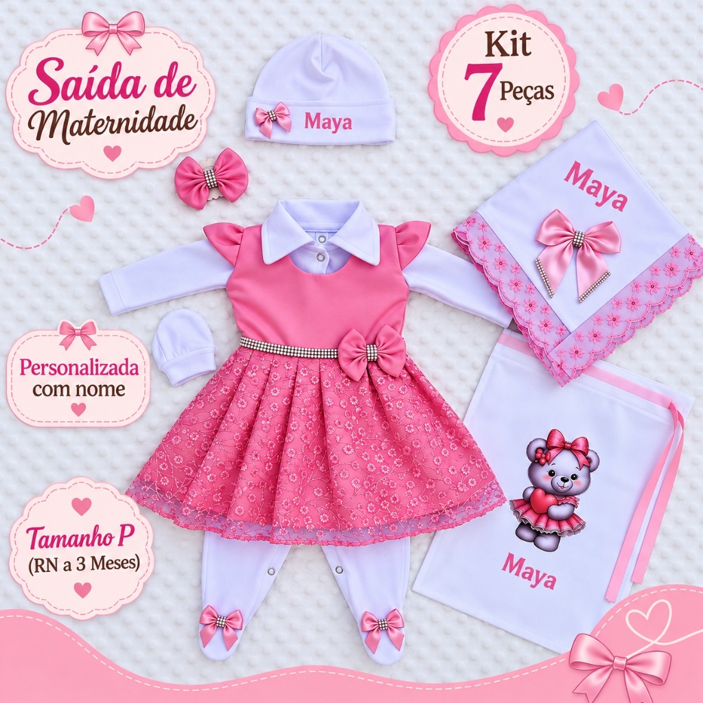 Saída De Maternidade Personalizada Com Nome Rosinha Floral