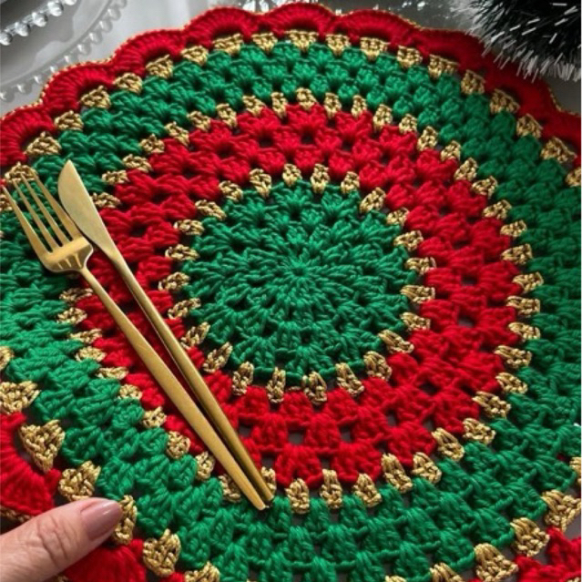 sousplat redondo de crochê tradicional | 2, 4 e 6lugares, jogo americano, jogo de mesa