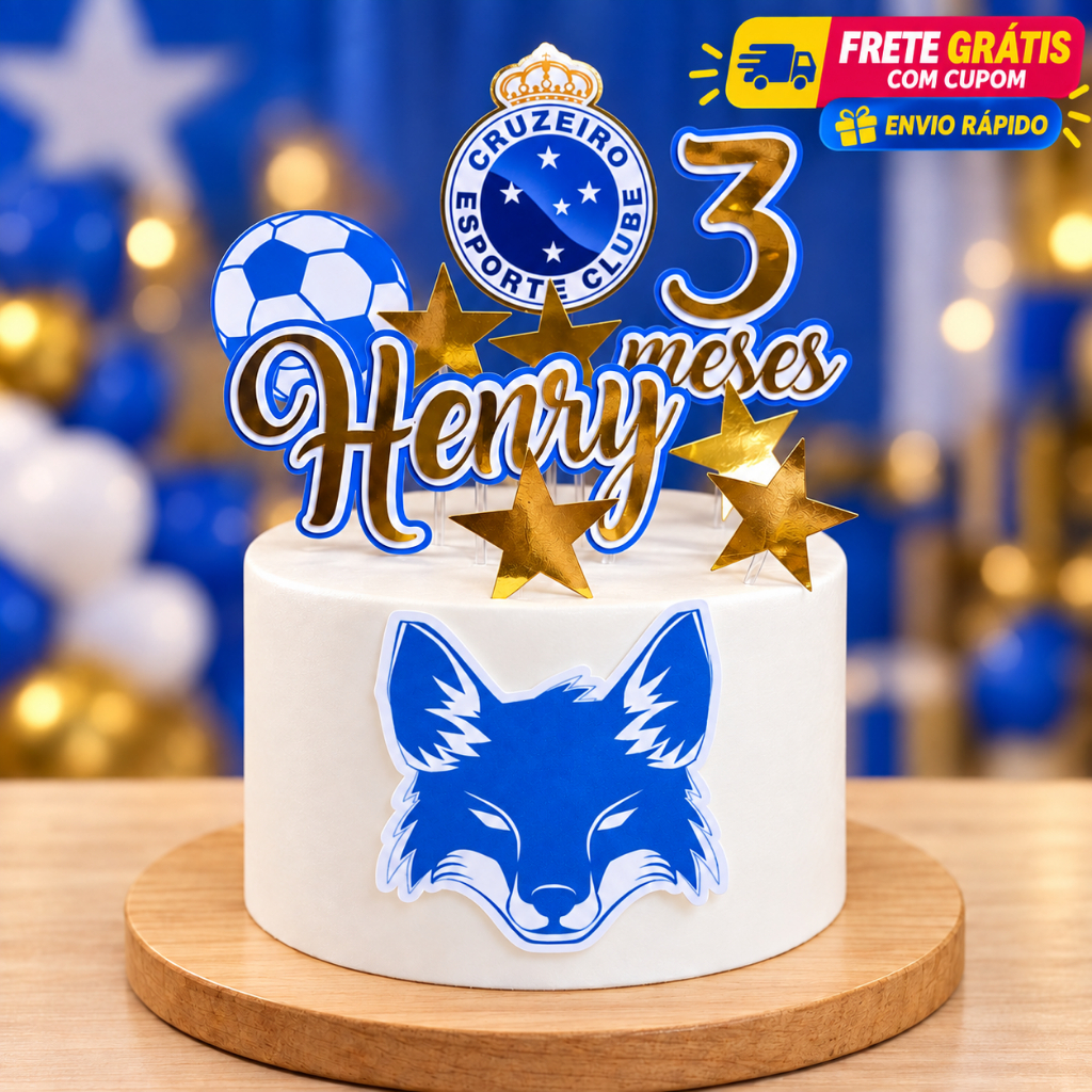 Topo de Bolo Personalizado - Topper de Bolo (Envio Rápido) - Cruzeiro