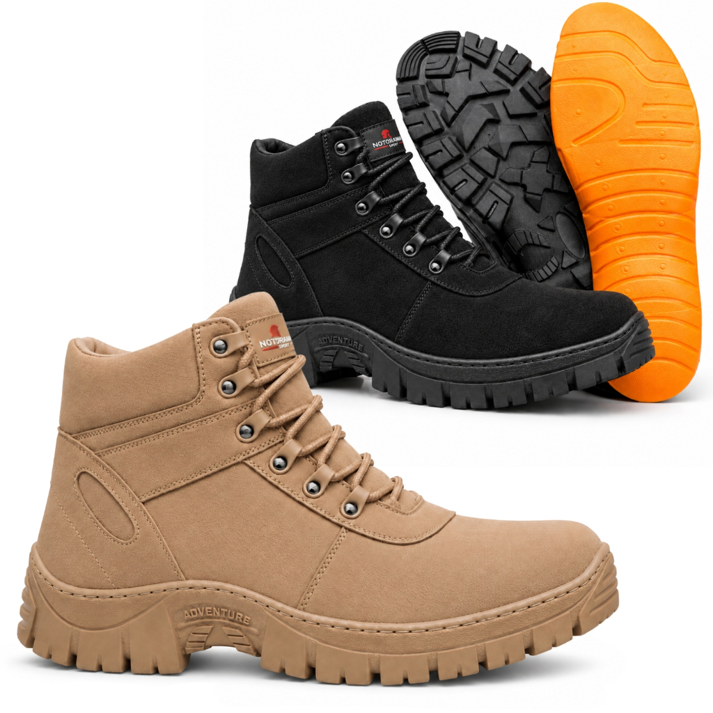 2 Pares Coturno Militar Masculino Cano Curto Conforto Estilo