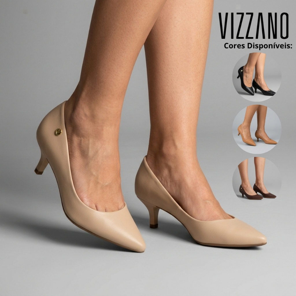 Scarpin Feminino Vizzano Salto Fino Baixo Bico Fino Social Elegante Confortável