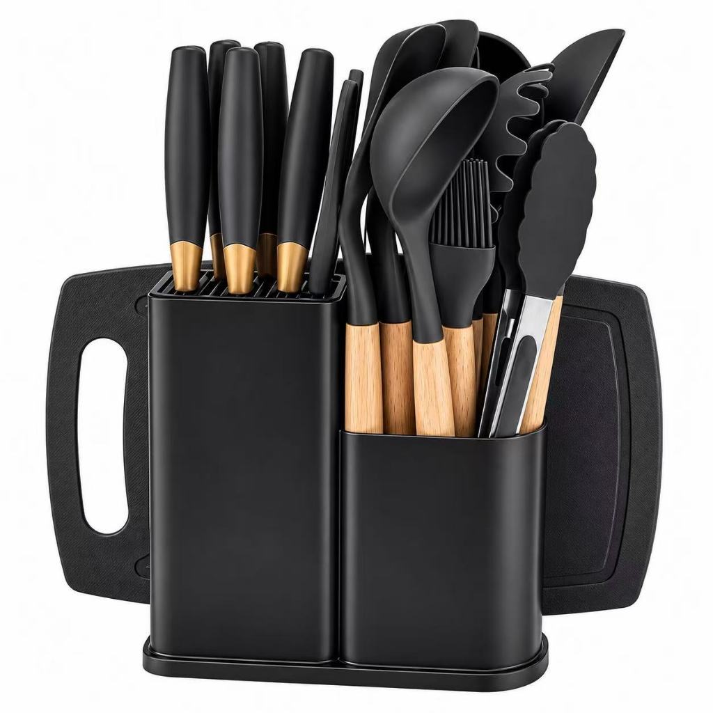 Kit Utensílios de Cozinha Silicone 19 Peças, Antiaderente Resistente ao Calor
