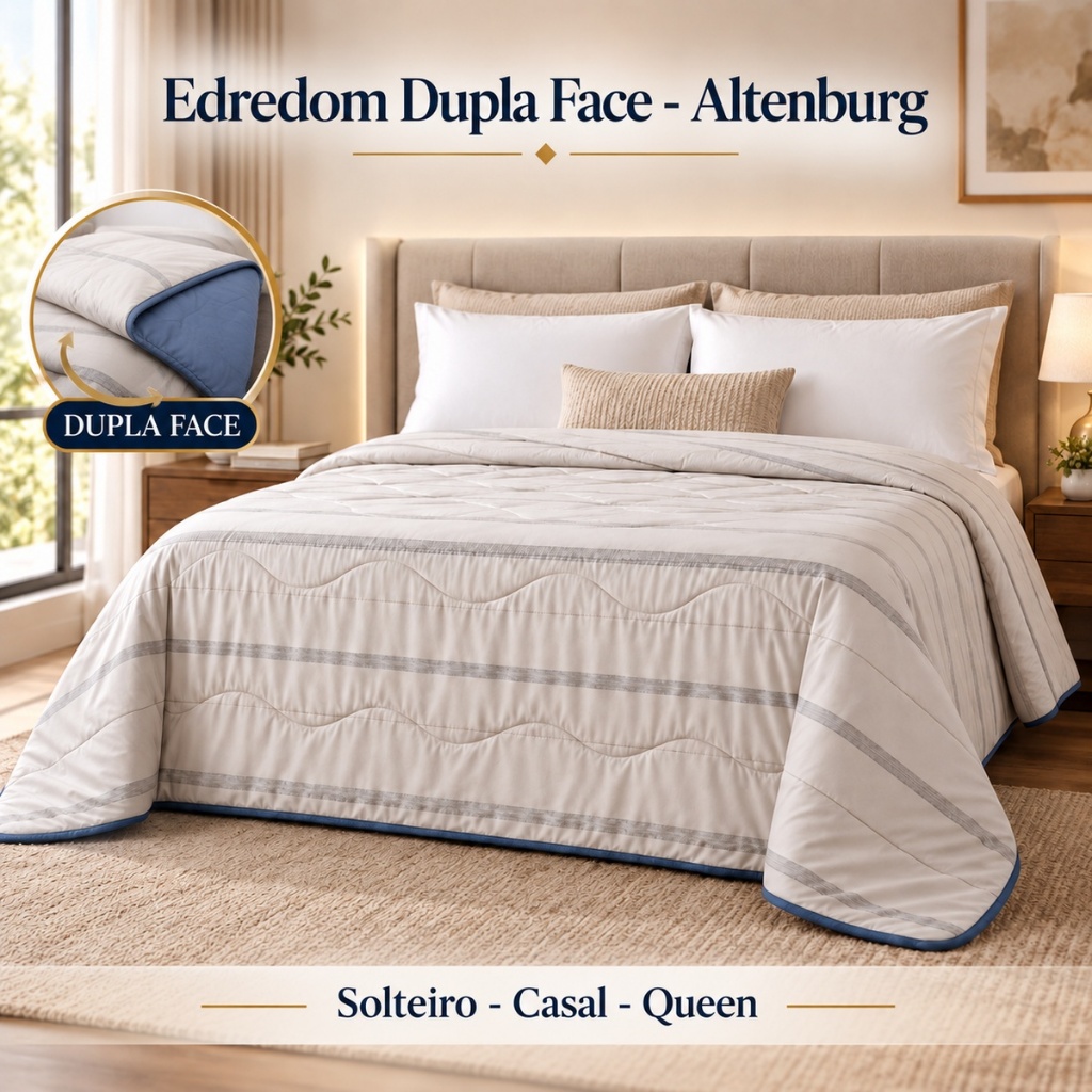 EDREDOM DUPLA FACE MICROFIBRA DELICATO -SOLTEIRO, CASAL E QUEEN GROSSO PESADO ELEGANTE PARA SUA CASA - Altenburg