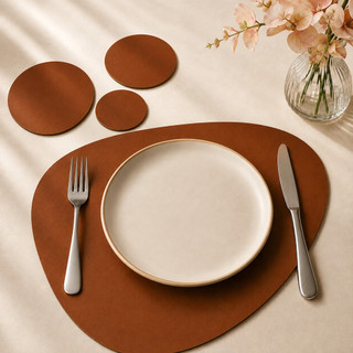 Kit Souplast Organico Jogo Americano para Mesa Couro + Porta copos 2 , 4, 6 ou 8 kits - ENVIO IMEDIATO
