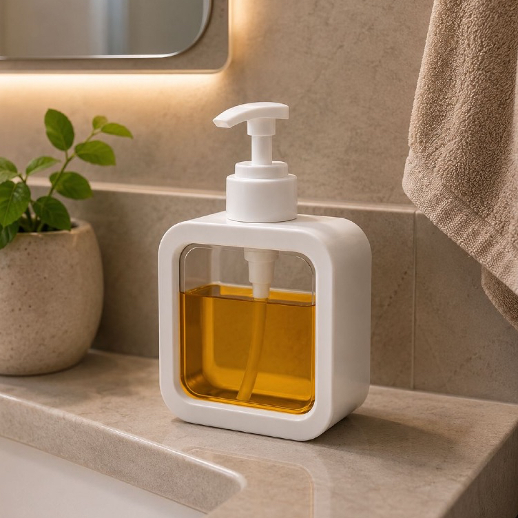 Porta Sabonete 300ml Dispenser Recipiente Detergente Liquido Minimalista Transparente Casa