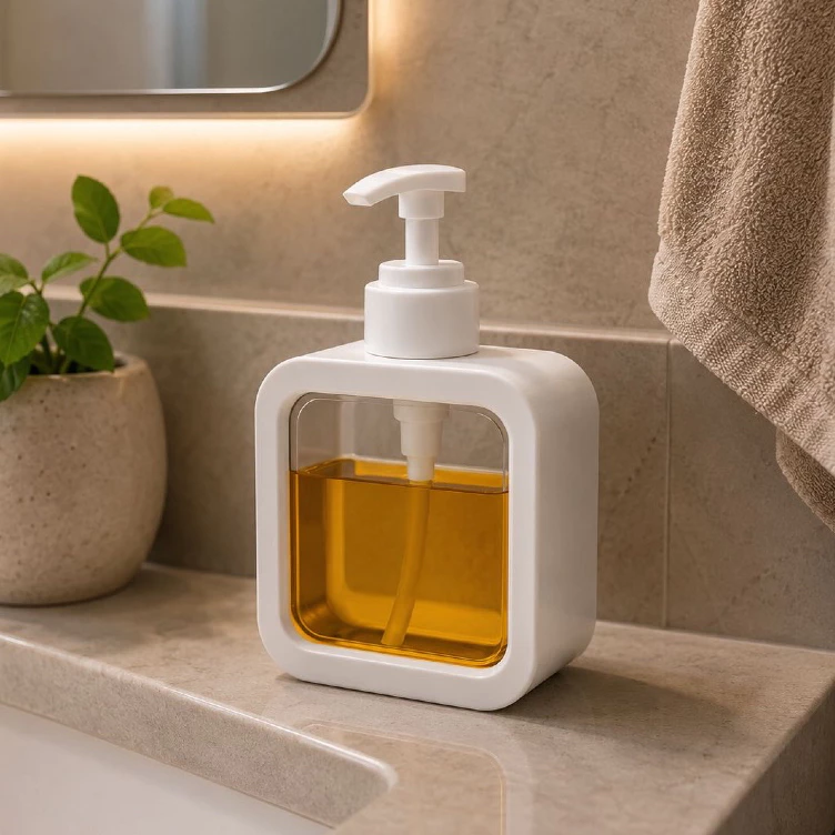 Porta Sabonete 300ml Dispenser Recipiente Detergente Liquido Minimalista Transparente Casa