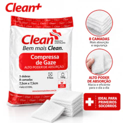 Compressas de Gaze Não Estéril 9 Fios 100g Clean