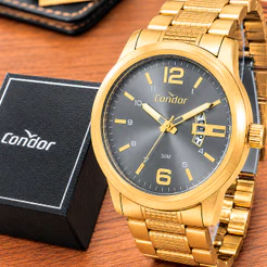 Relógio Masculino Condor Dourado Original Prova Dágua Luxo