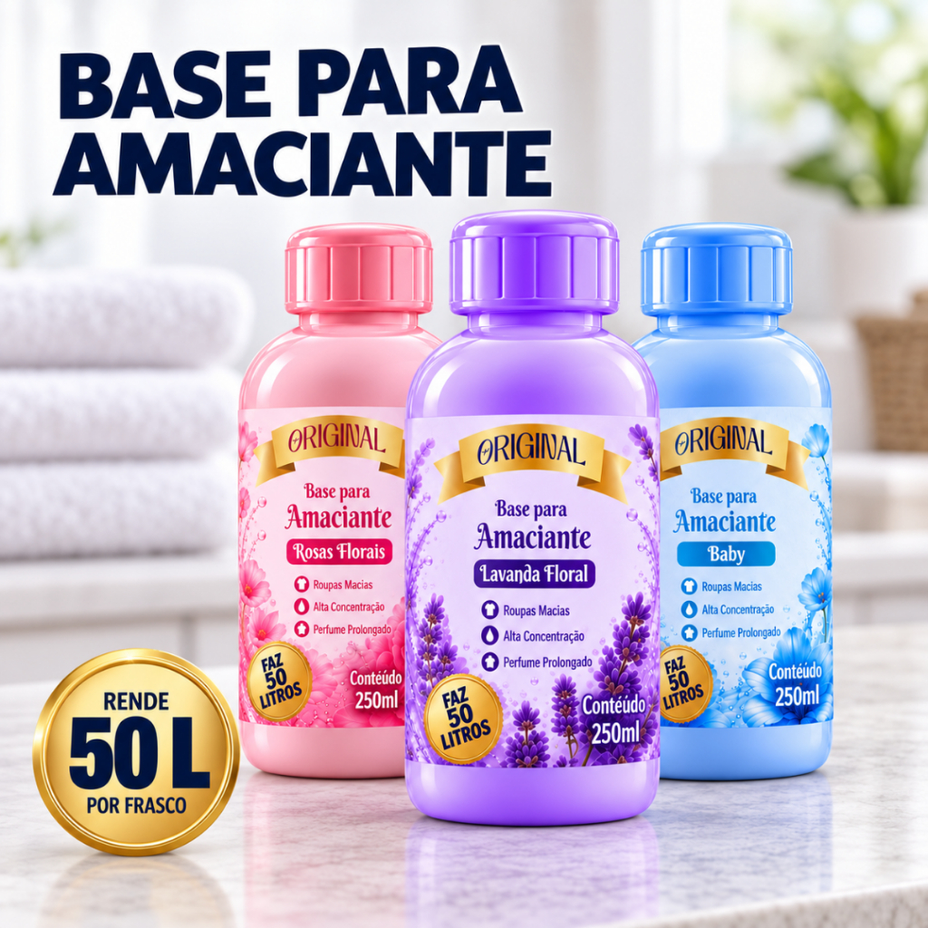 Base Amaciante Concentrada Perfumada 250ml Rende 50 Litros Roupas Macias