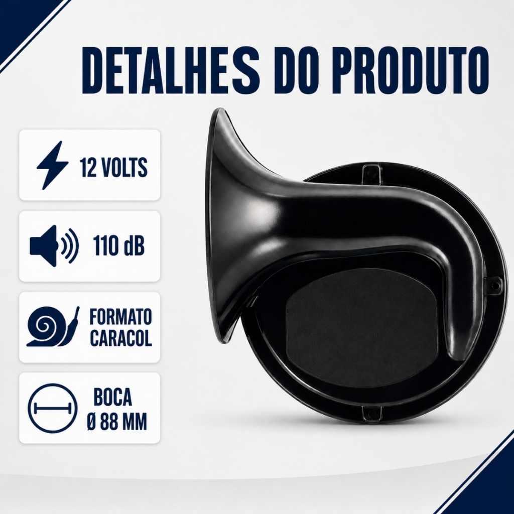 Buzina Caracol GM Chevrolet Celta Corsa Prisma 12V 110dB — imagem 2 de 2