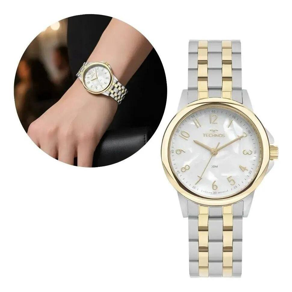 Relógio Feminino Technos Dourado Prata Bicolor Original com Nota Fiscal 2035MXF1B