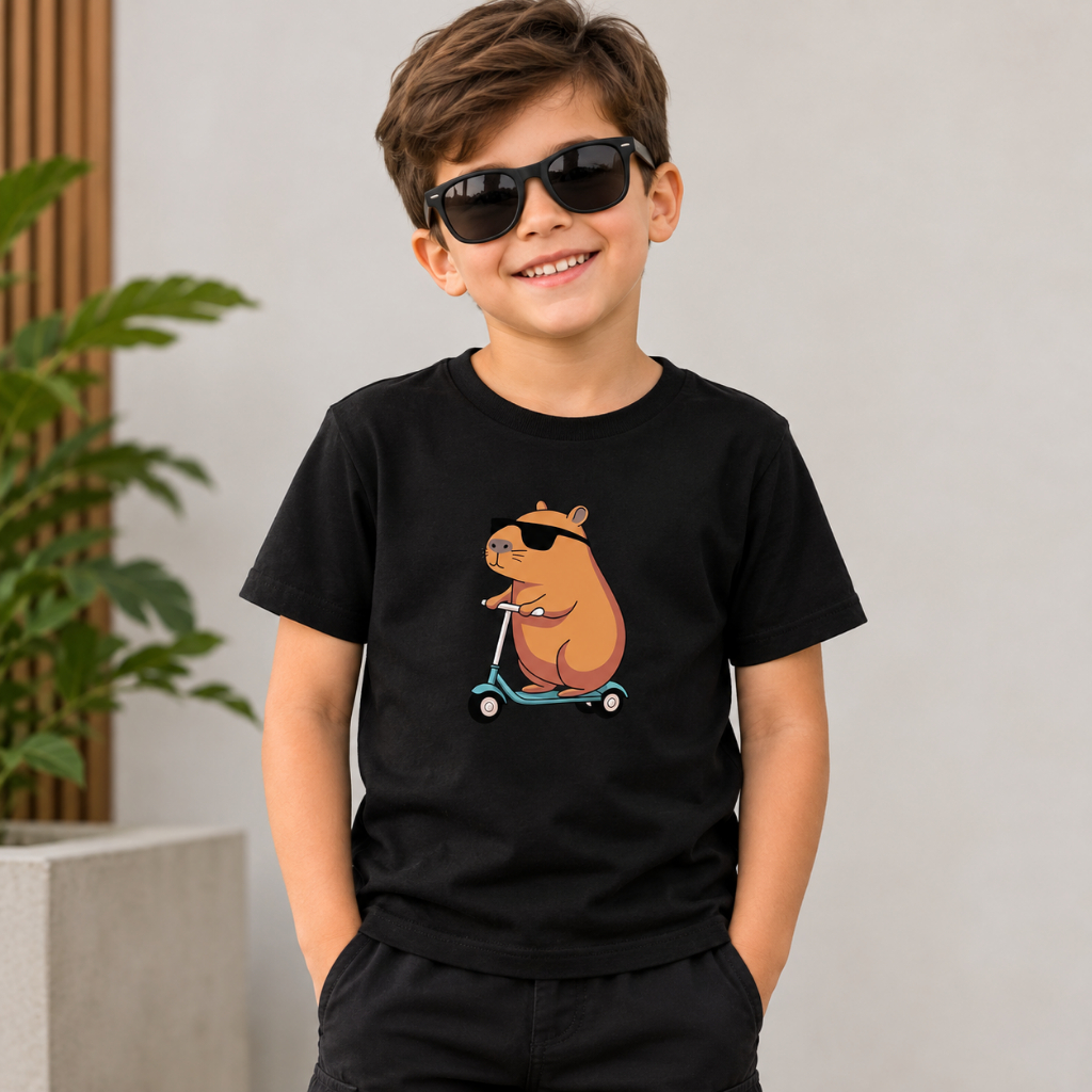 Camiseta Infantil Capivara Estampada Menino e Menina Manga Curta Roupa criança