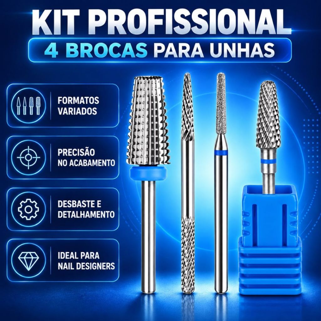 Broca De Tungstenio 3 Em 1 Lixas P/ Remoção Acabamento Unhas