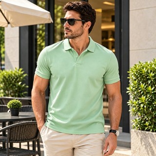Camisa Polo Masculina Slim Manga Curta Algodão Premium Lisa Básica Confortável e Respirável