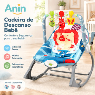 Anin Cadeira de Descanso Bebê Vibratória Musical com Móbile, Brinquedos Interativos, Balanço Suave e Cinto Segurança