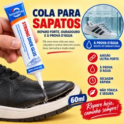 Cola para Sapatos 60ml Forte e Impermeável, Secagem Rápida, Flexível para Tênis, Couro, Botas e Calçados