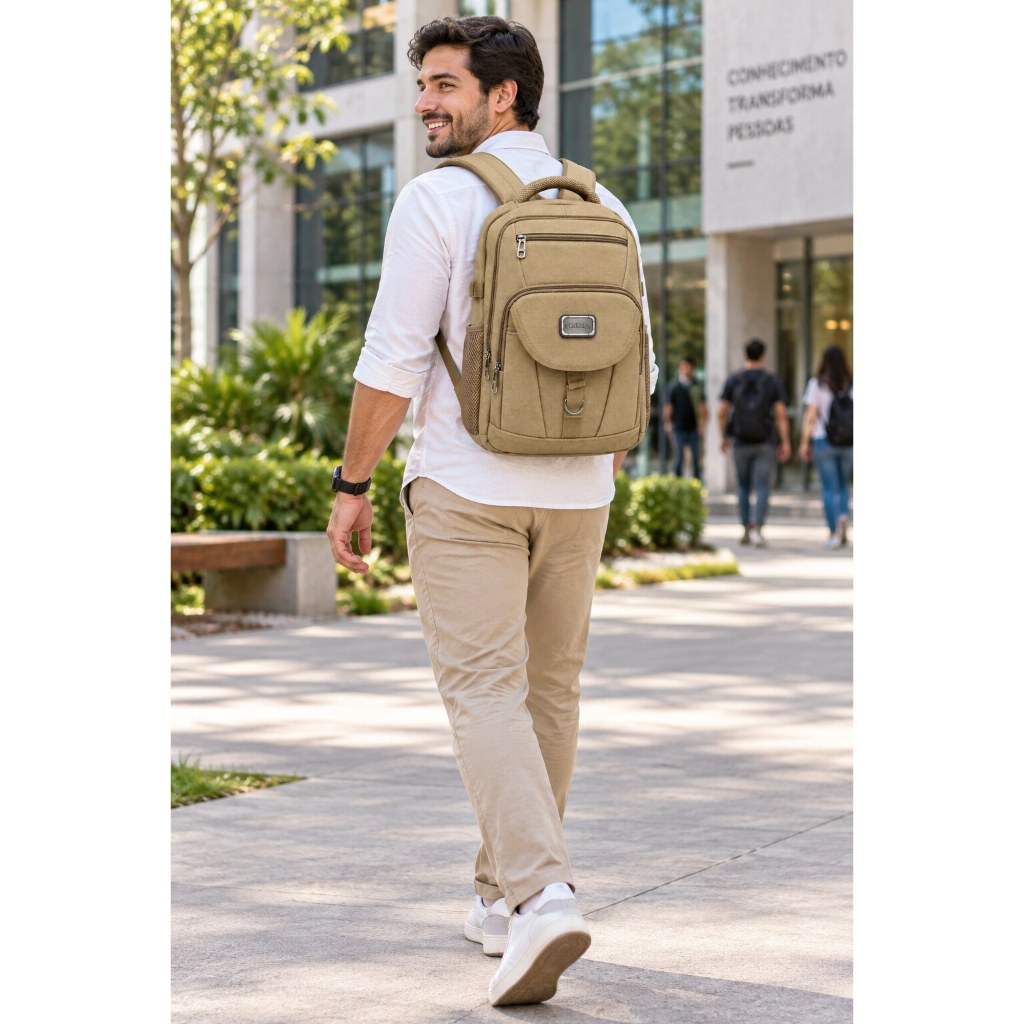 Mochila Masculina Grande e Resistente para Notebook, Trabalho, Faculdade, Viagem e Uso Diário
