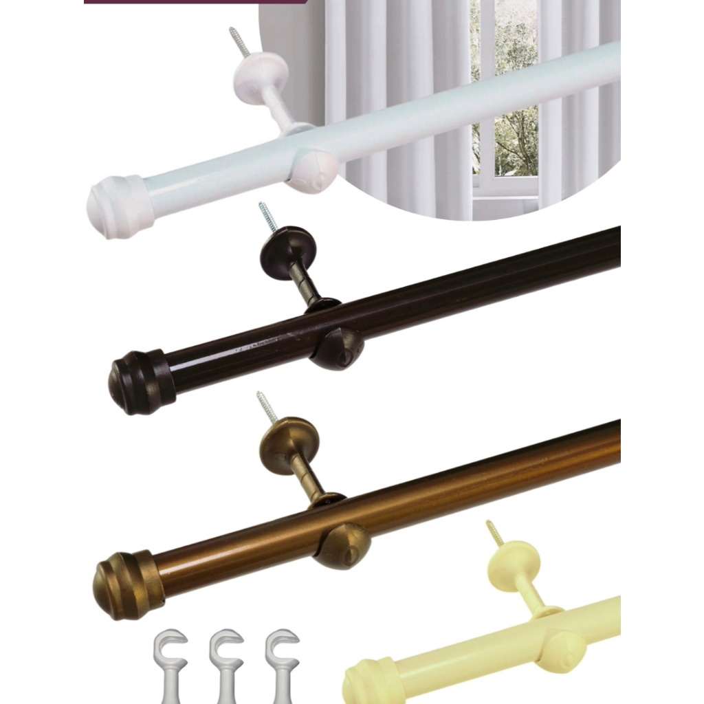 Kit Varão Simples Para Cortina 2,50 Metros 19mm Cores Diversas