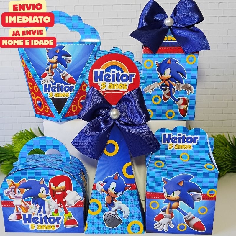 KIT PERSONALIZADO SONIC (PEGUE E MONTE), CAIXINHAS PERSONALIZADAS SONIC, LEMBRANCINHAS SONIC