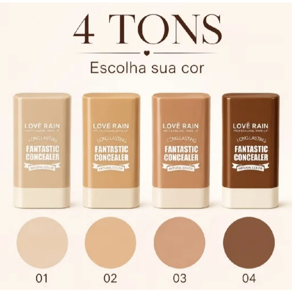 Base Bastão Fantastic Love Rain Make-Up Alta Cobertura Stick Facial Pele Uniforme Maquiagem Envio Rápido