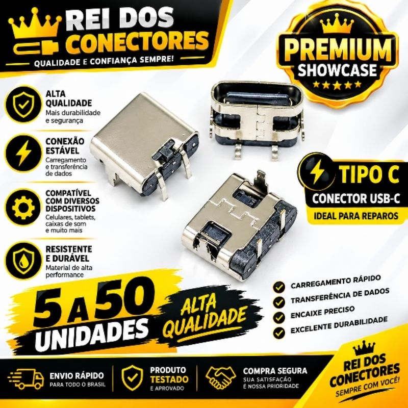 Conector De Carga micro USB Tipo C/2 Pinos