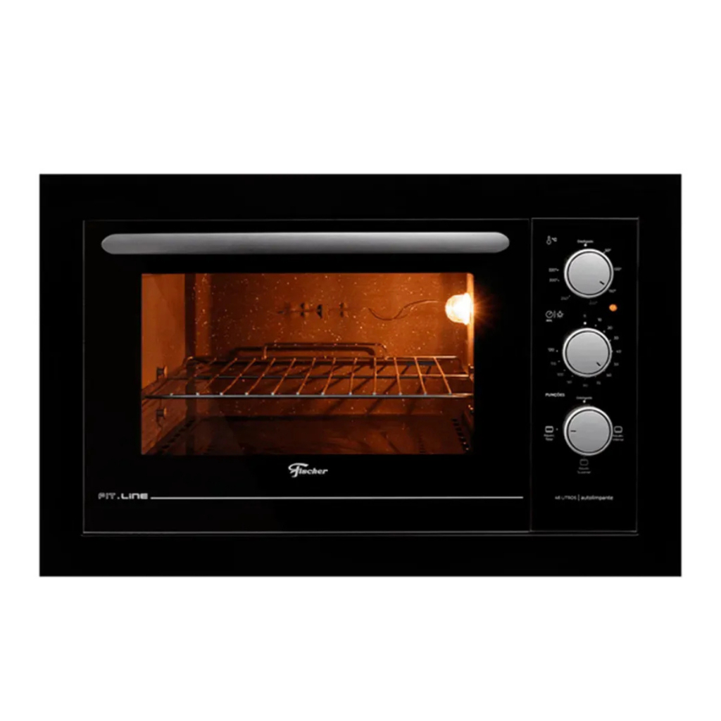 FORNO ELETRICO FISCHER 48L FIT LINE EMBUTIR 1775W PRETO 127V