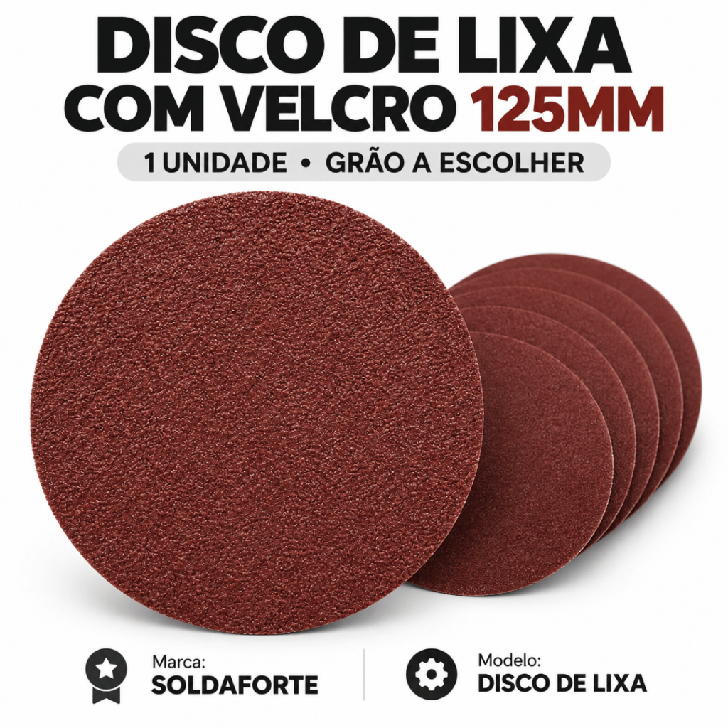 Disco Lixa Velcro 125mm 5" (G40 até G600) - Soldaforte