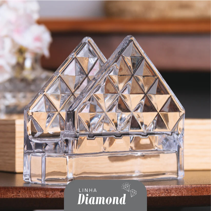 Porta Guardanapos Diamond 12,5cm Cristal Lyor para Mesa Posta Jantar Almoço Organização Decoração Elegante Prático Casa · foto 2