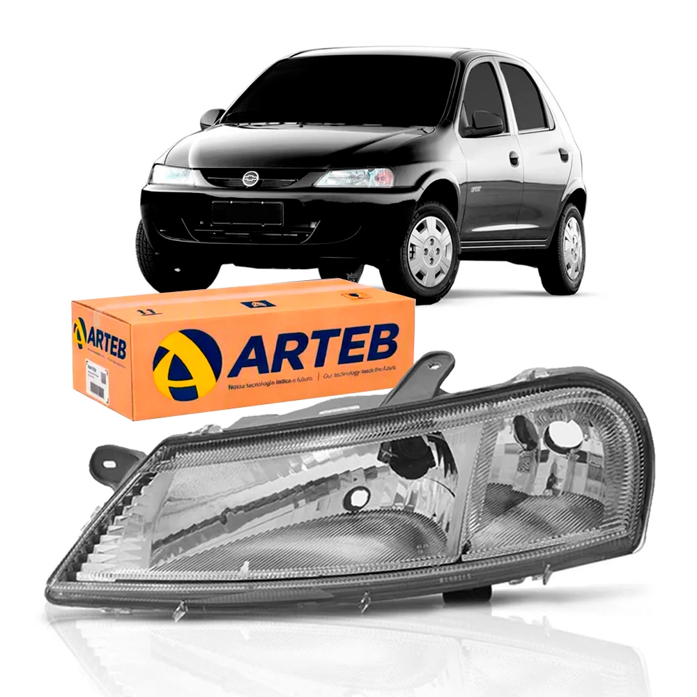 Farol Lado Esquerdo Cromado Celta 01/05 Arteb 160391